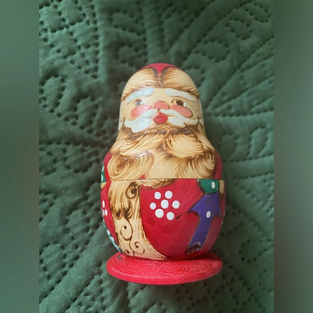 Hand-Painted Santa Matryoshka Doll Wood 🎅🏻